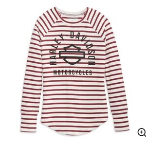 Harley-Davidson Women's Genuine Striped Long Sleeve Tee YD Stripe- Tibetan Red